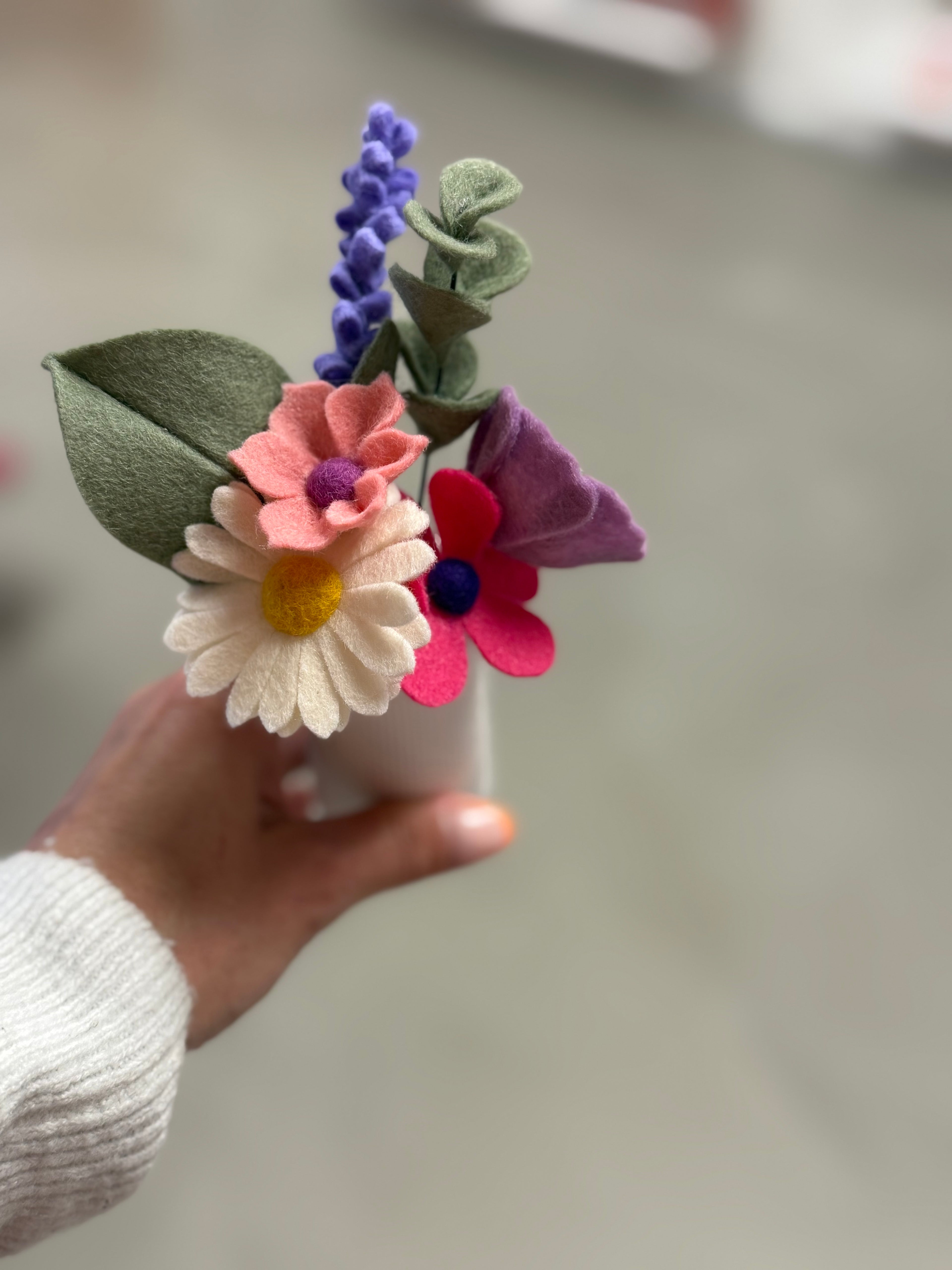 DIY box mini Viltblomkes roze/paars