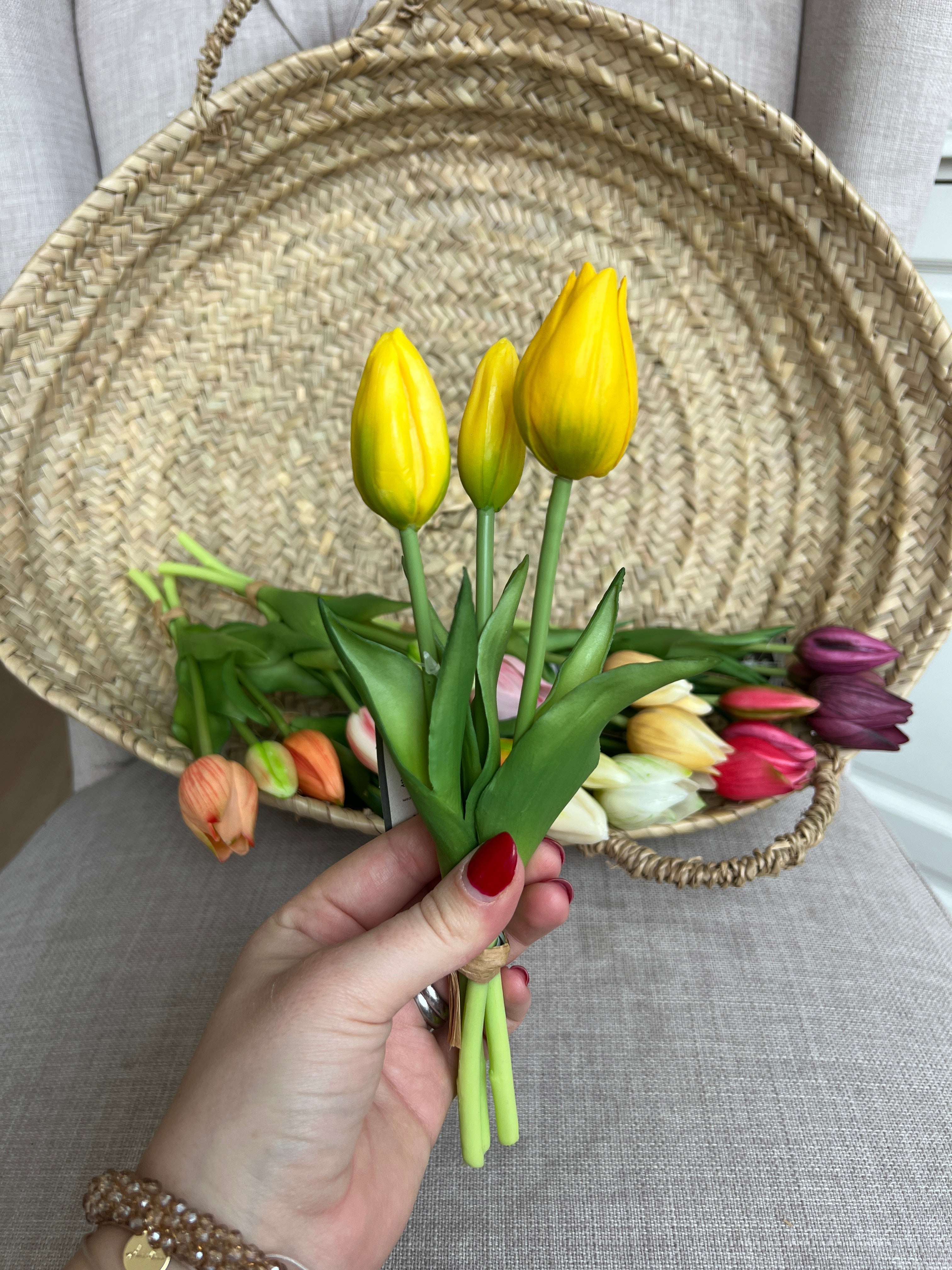 Real Touch Tulpen | Geel | 3 stelen | +/- 28 cm