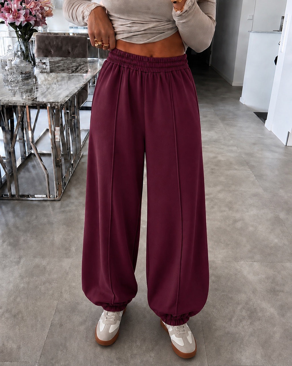 Balloon Broek – Bordeaux & Zwart