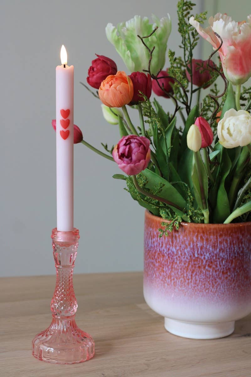 Glazen kandelaar Noa Pink