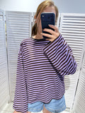 Gestreepte Top Lila/Chocoladebruin