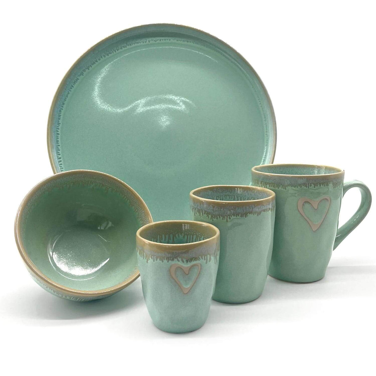 Steengoed mok met handvat in turquoise