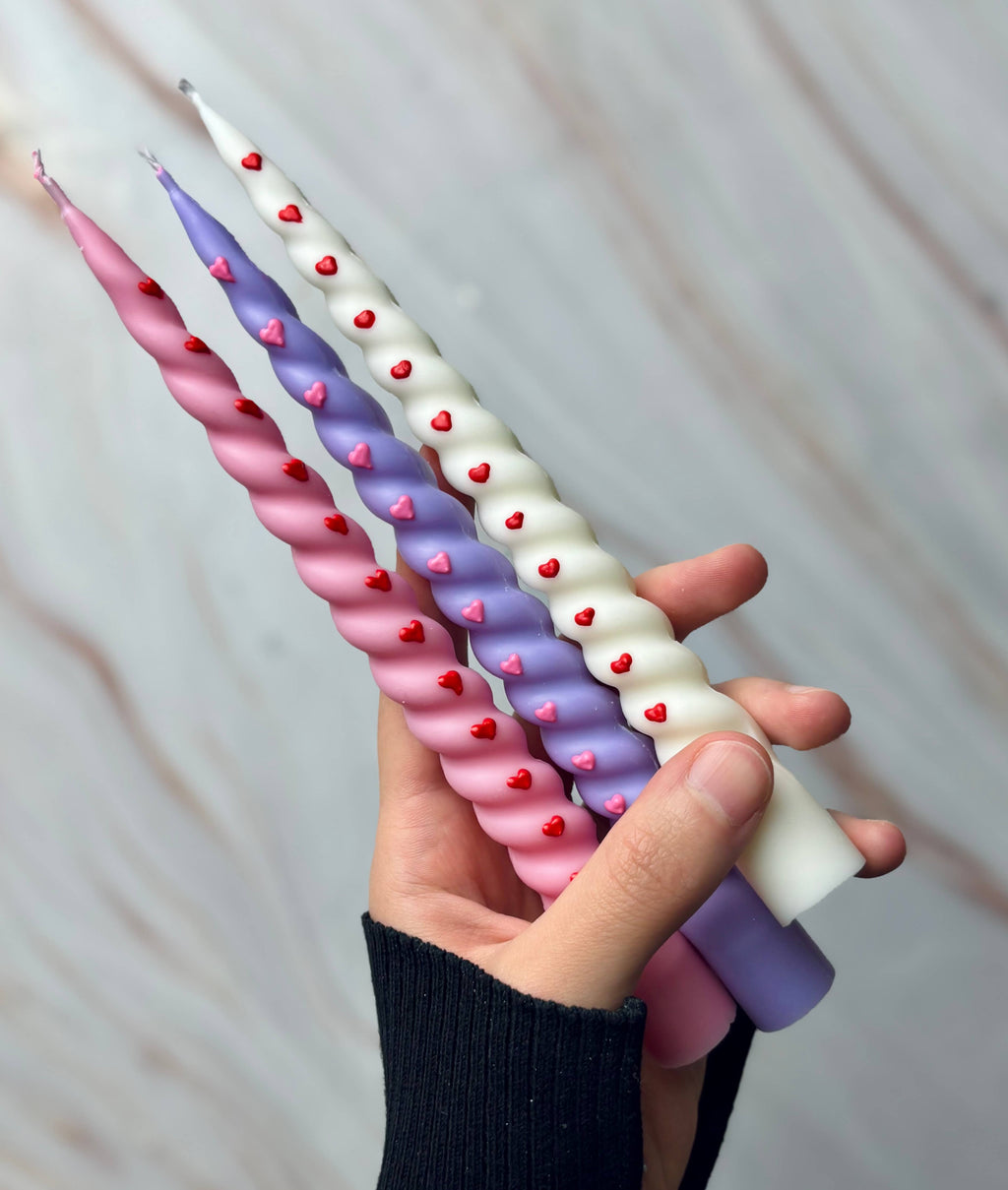 Spiraalkaars met hartjes