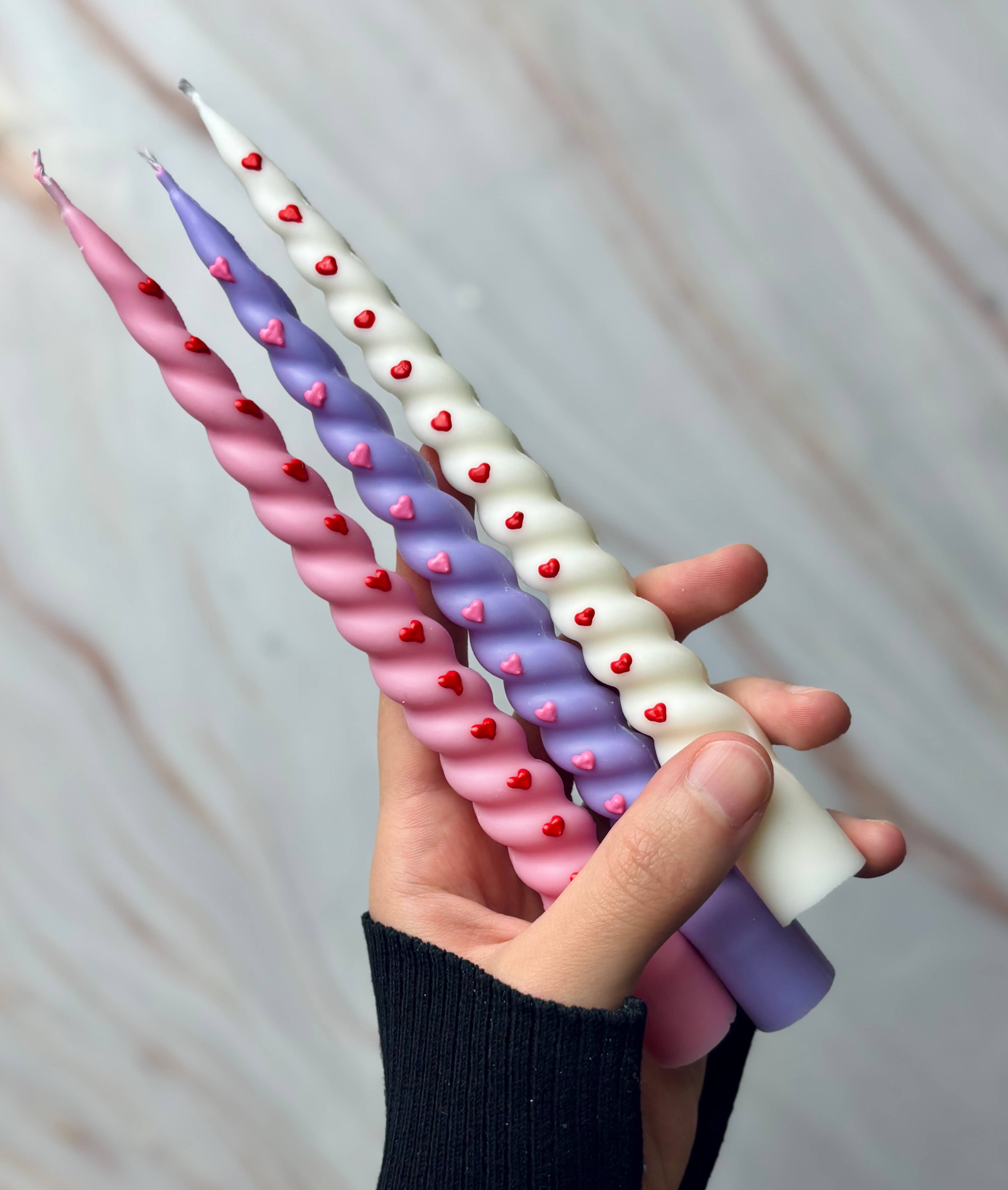 Spiraalkaars met hartjes