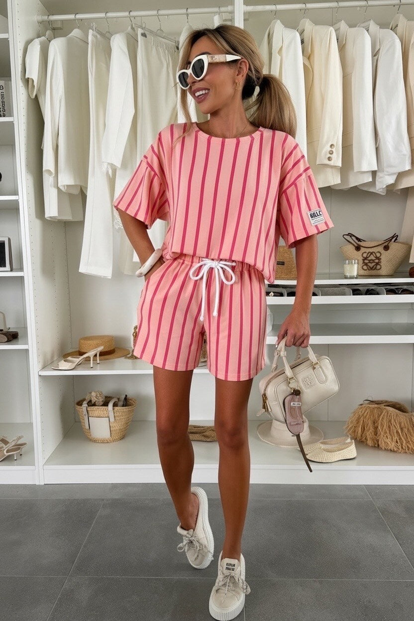 Gestreepte short set