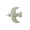 Keramische Wanddecoratie Vogel – Wit met Zwarte Stippen - 12 cm