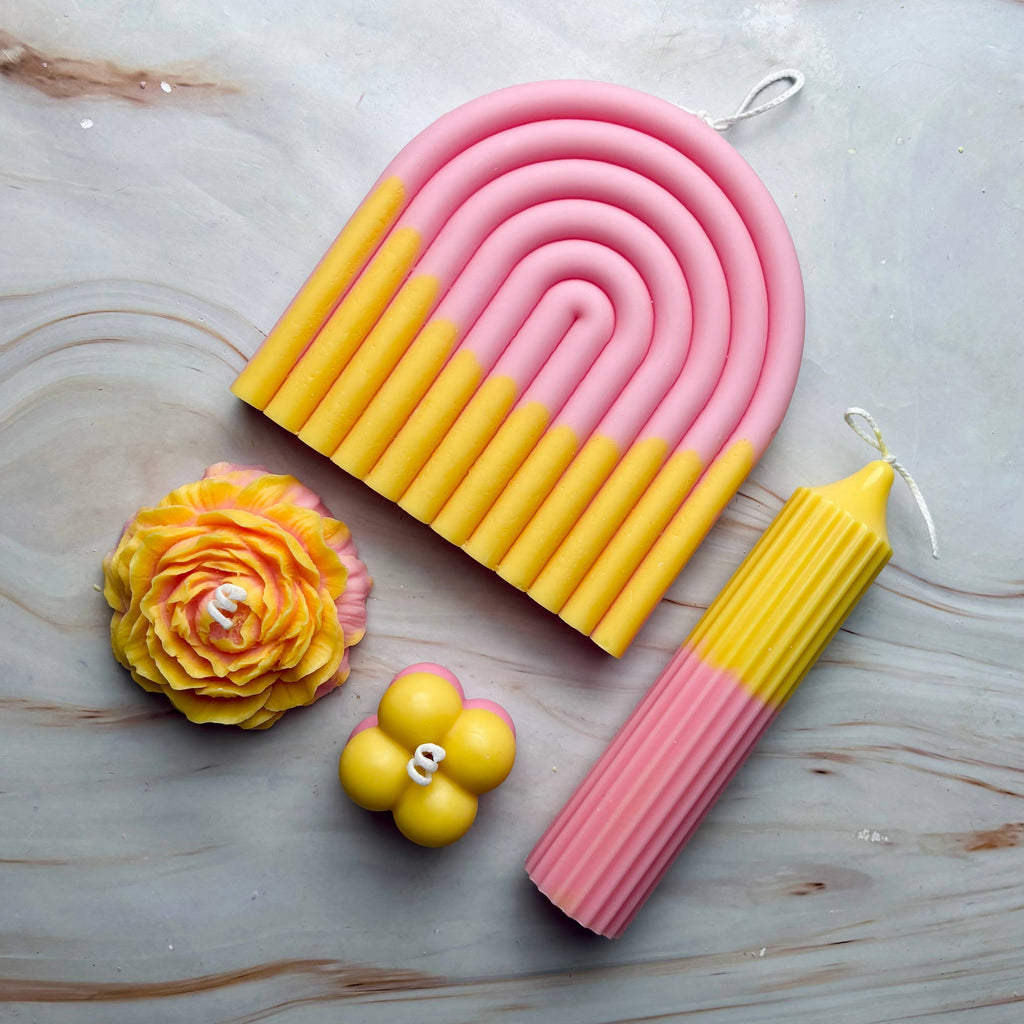 Collectie roze en geel