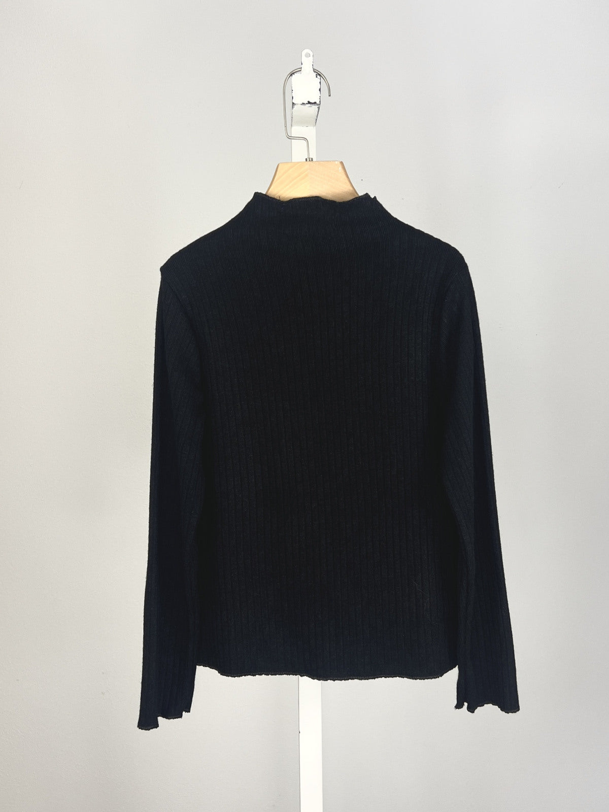 Rib Top met Col voor Meisjes – Zwart