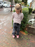 Meisjes Blouse met Bloemenprint & Ruches – Burgundy