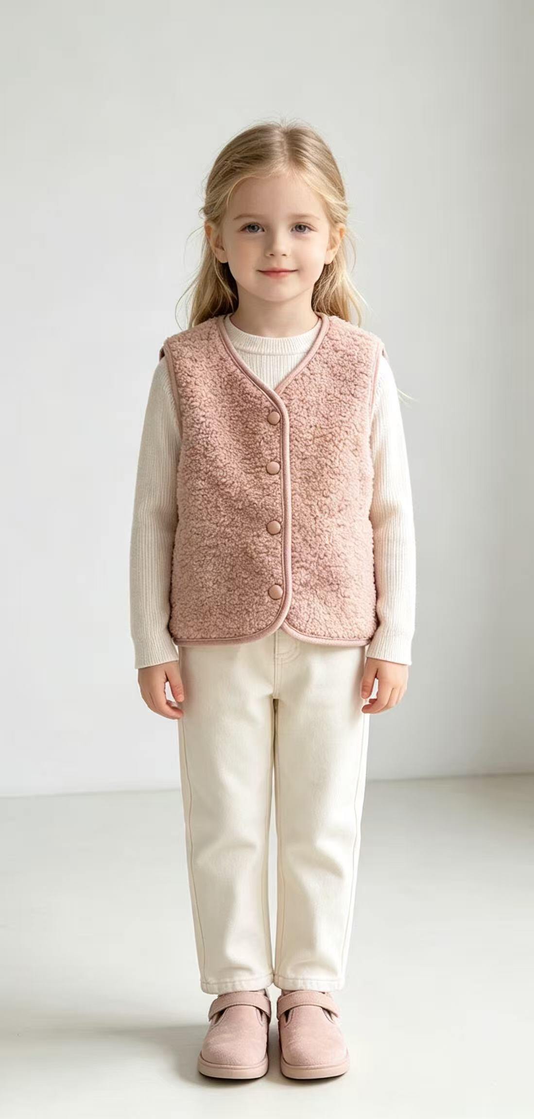 Teddy Gilet voor Meisjes – Oudroze