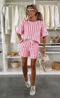 Gestreepte short set
