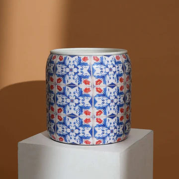 Geëmailleerde Plantenpot – Blue Pattern