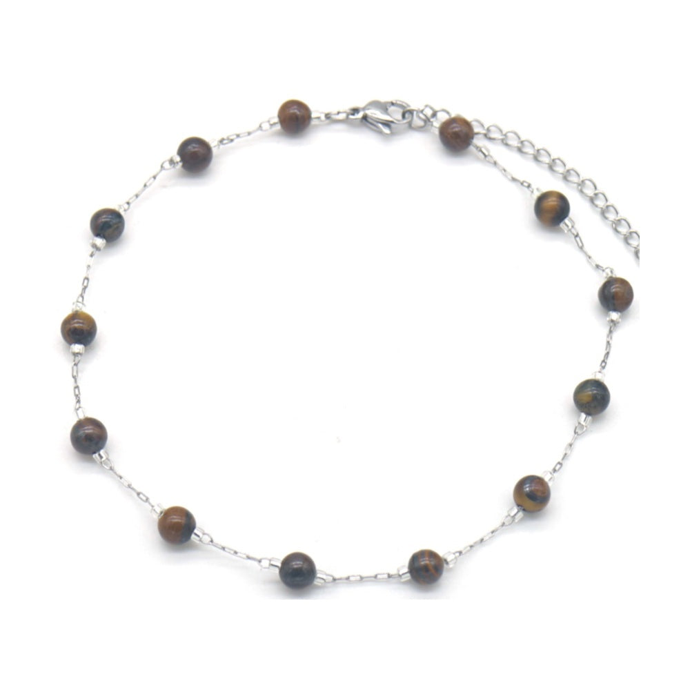 RVS enkelbandje - Zilver tijgeroog | MYKK Jewelry
