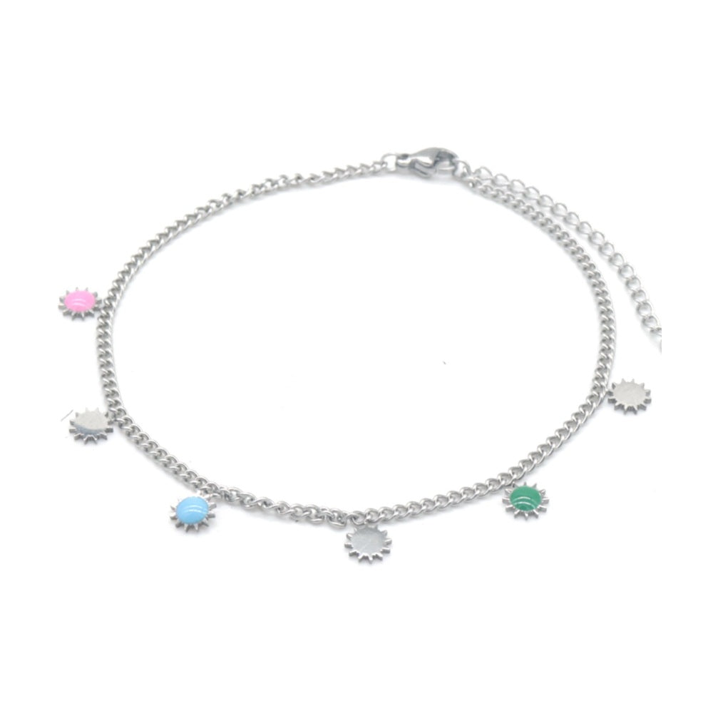 RVS enkelbandje - Zilver zonnetjes | MYKK Jewelry