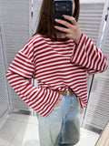 Gestreepte Top Bordeaux/Roze