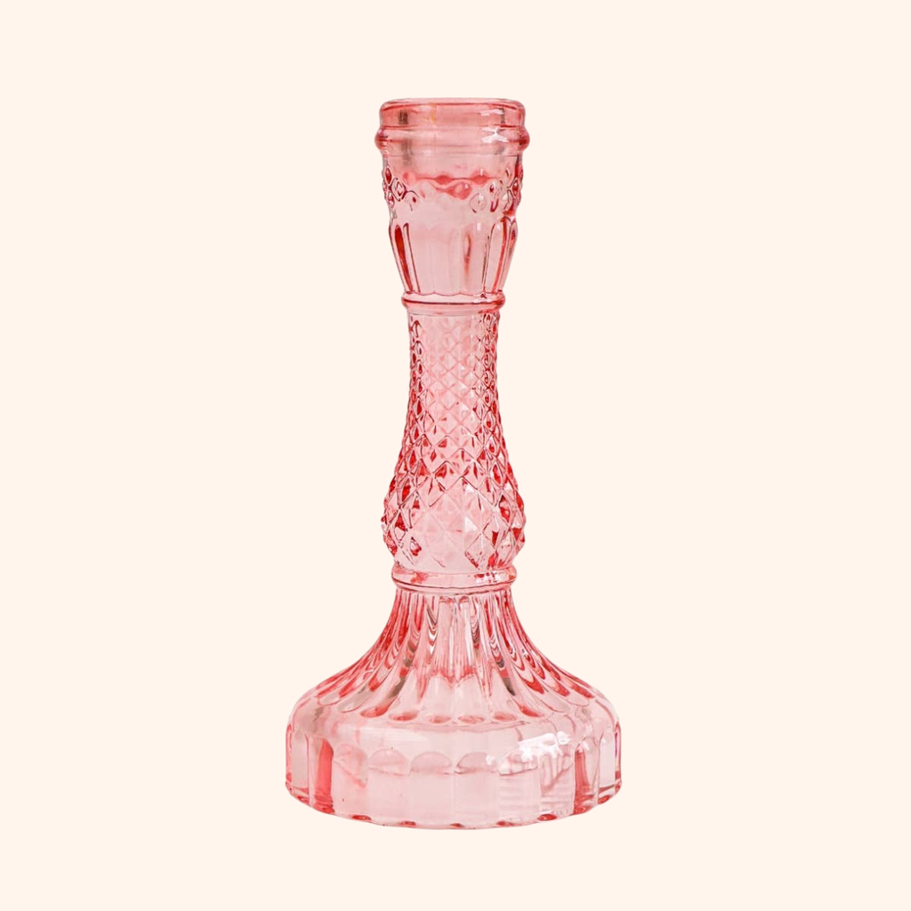 Glazen kandelaar Noa Pink