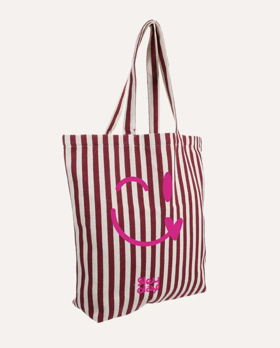 Shopper – Natural Stripe Burgundy
