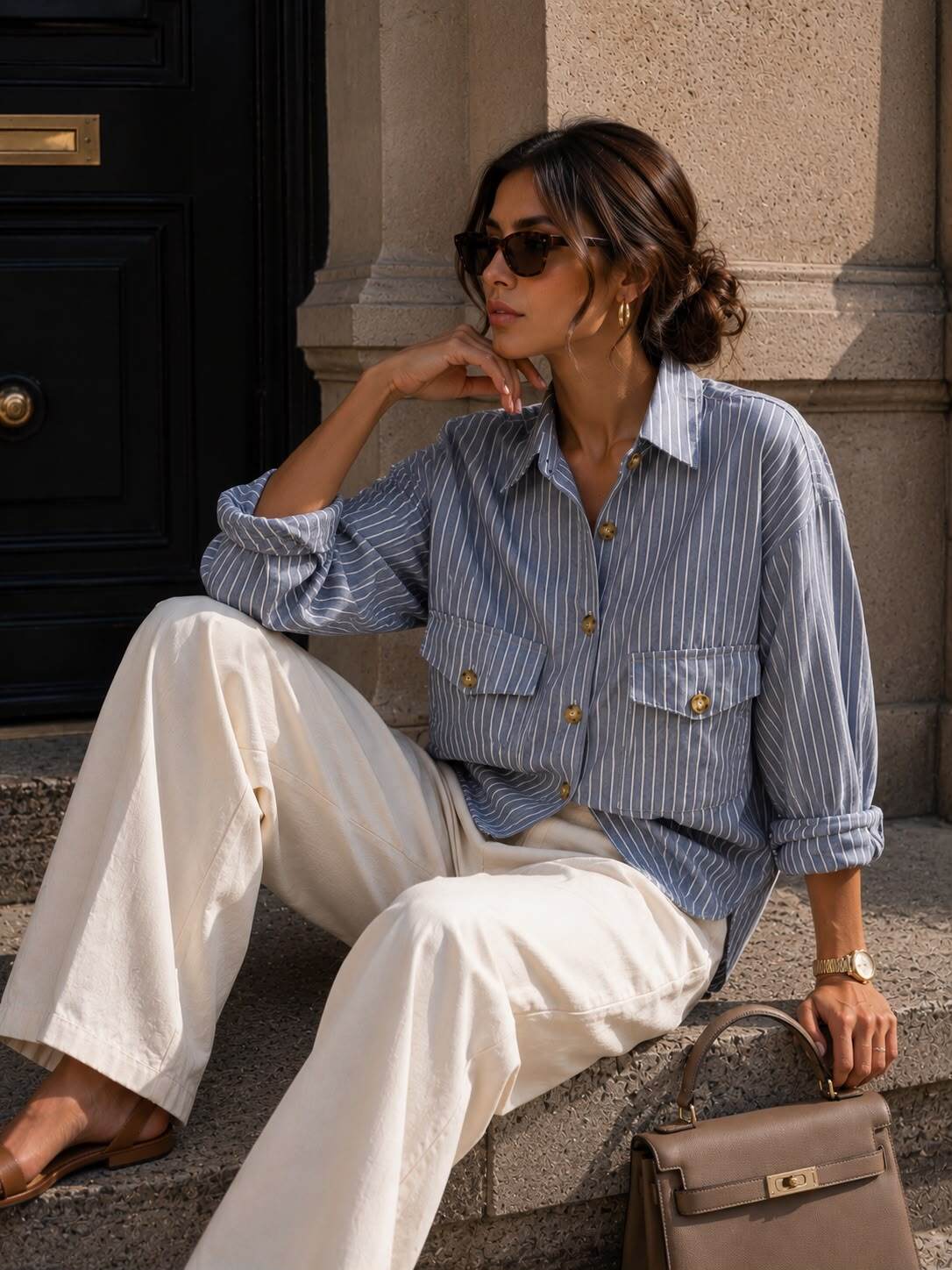 Gestreepte Blouse – Blauw/Wit