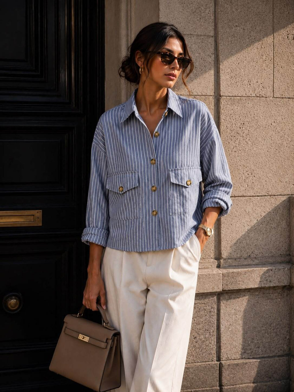 Gestreepte Blouse – Blauw/Wit