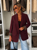 Blazer Bordeaux met Leopard Cuffs
