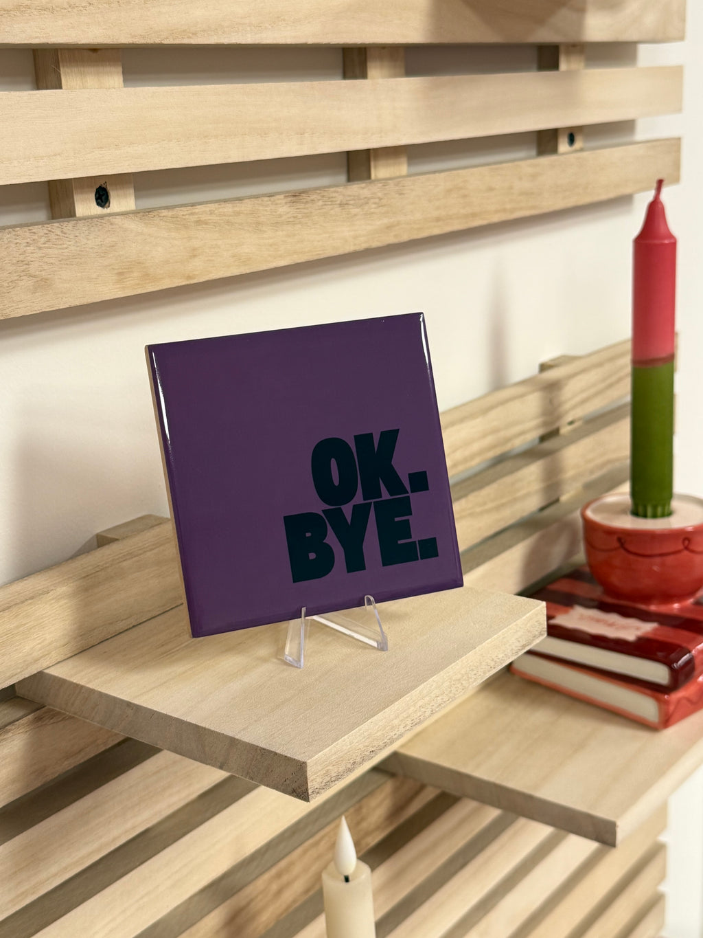 Tegeltje - OK. BYE. - paars