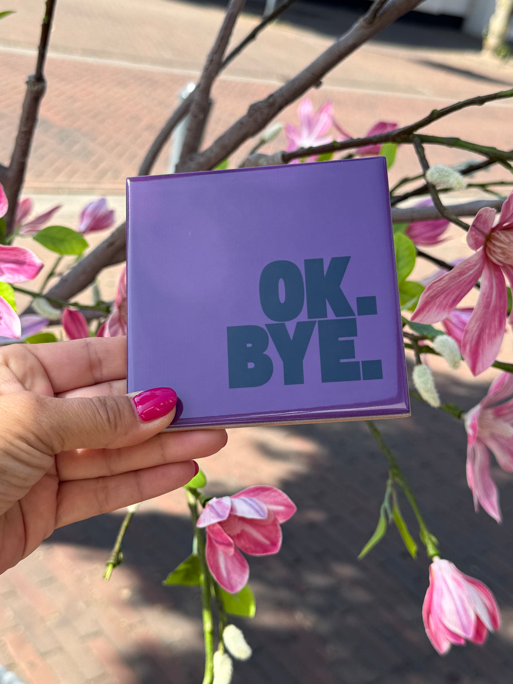 Tegeltje - OK. BYE. - paars