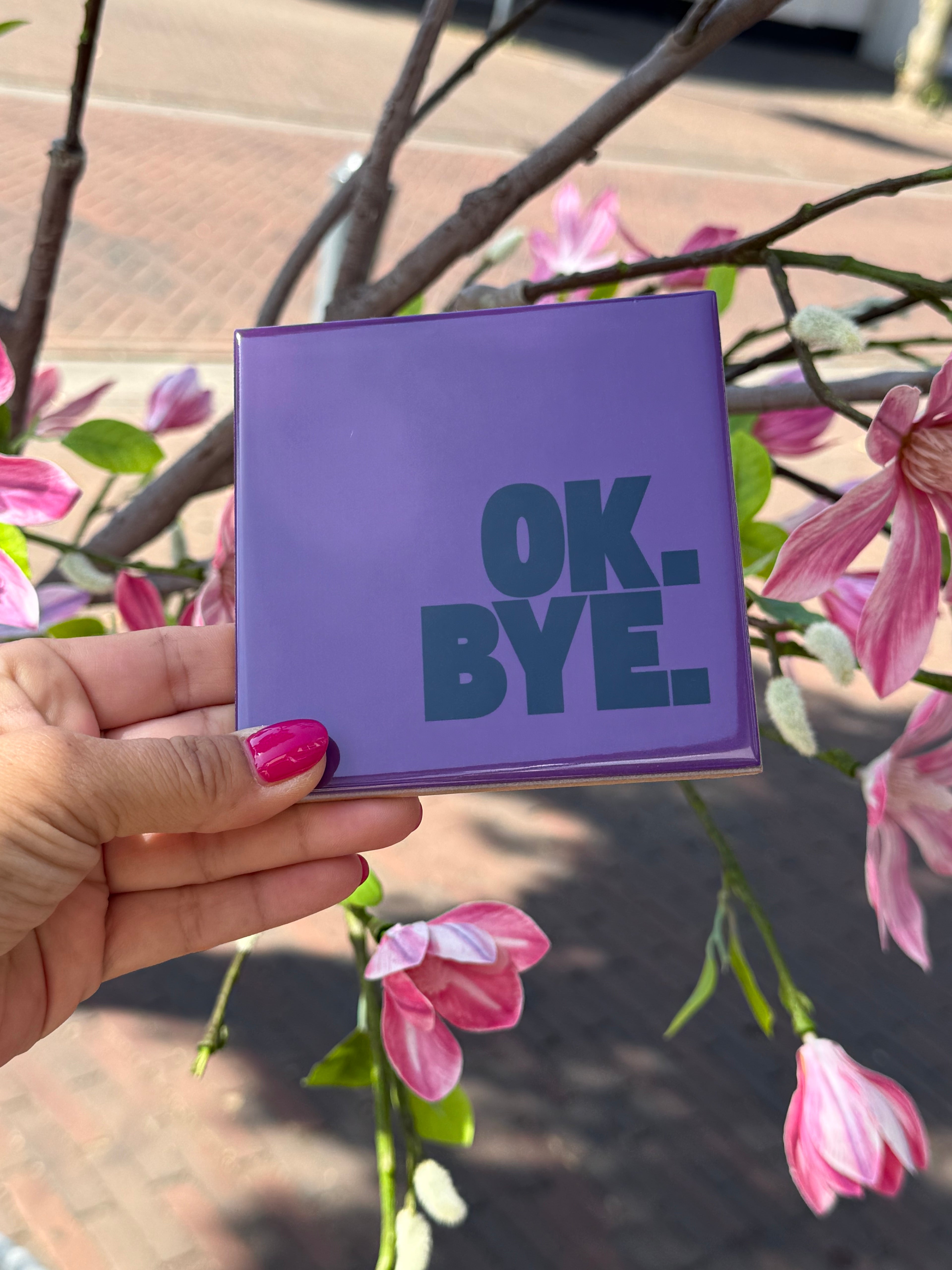Tegeltje - OK. BYE. - paars