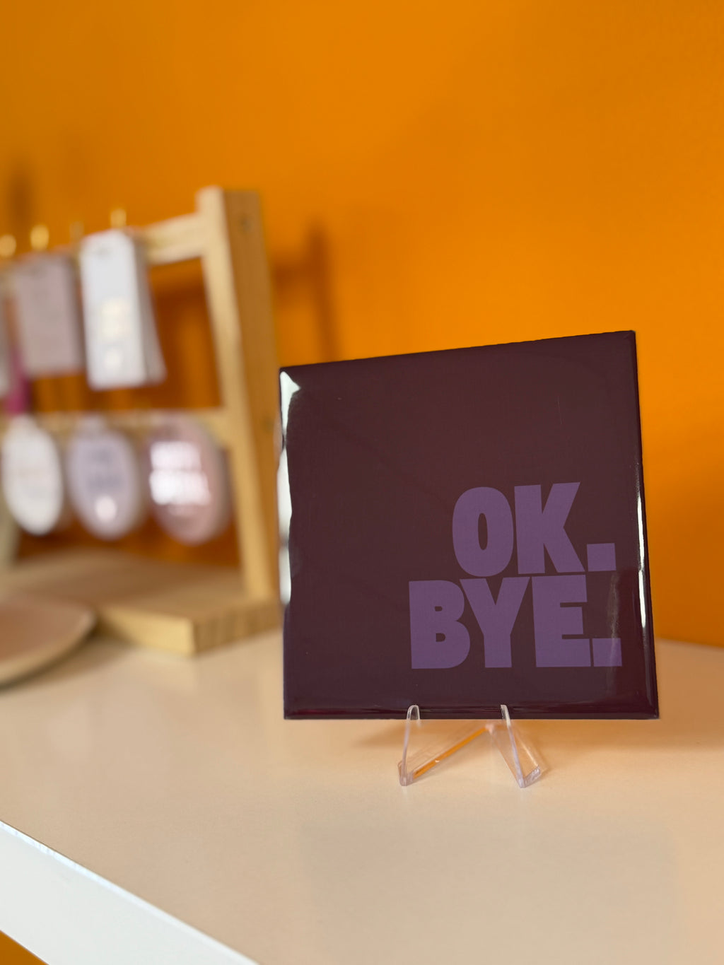 Tegeltje - OK. BYE. - Aubergine