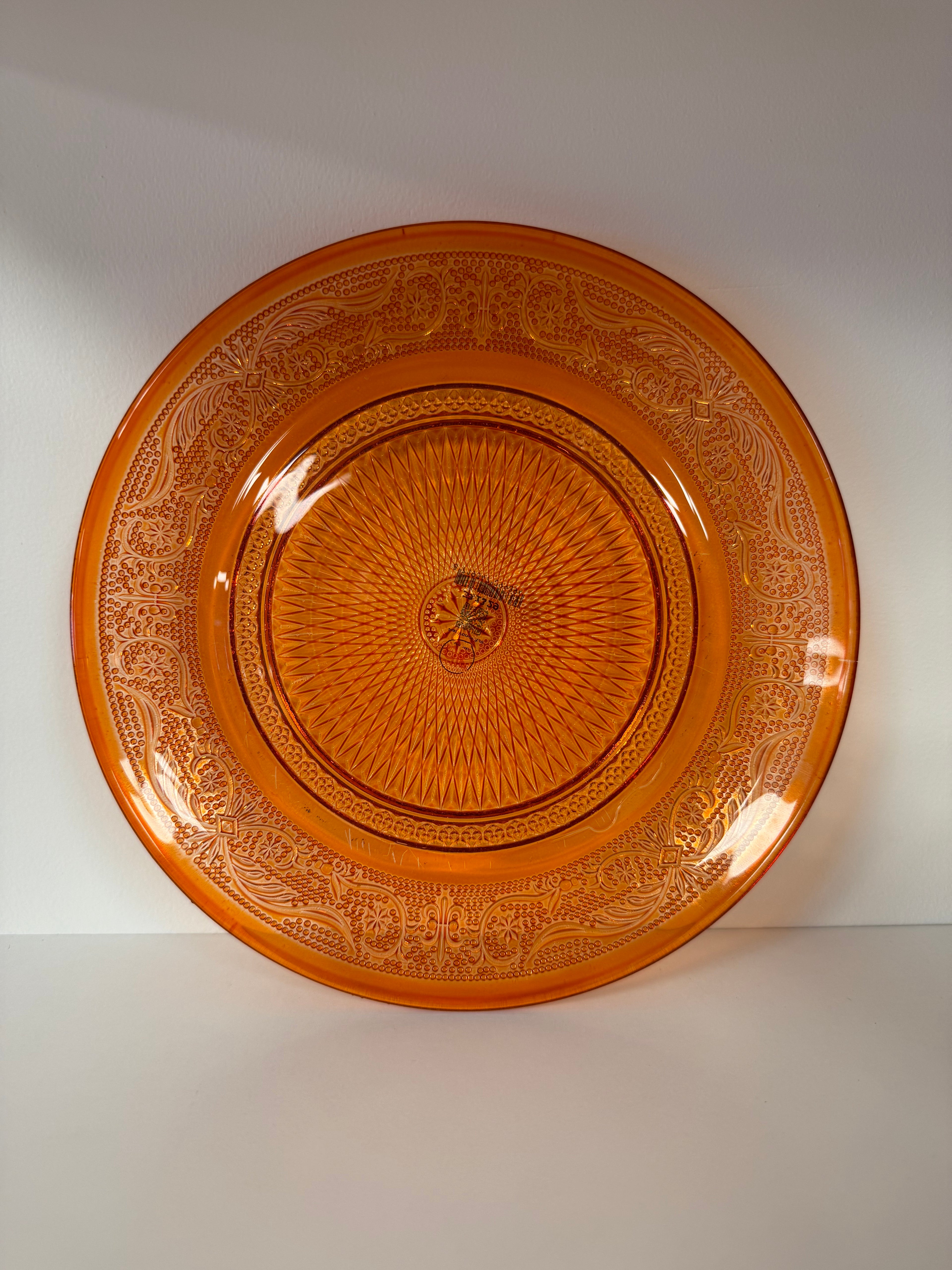 Glazen (sier)bord met vintage look – 20 cm | Oranje of geel