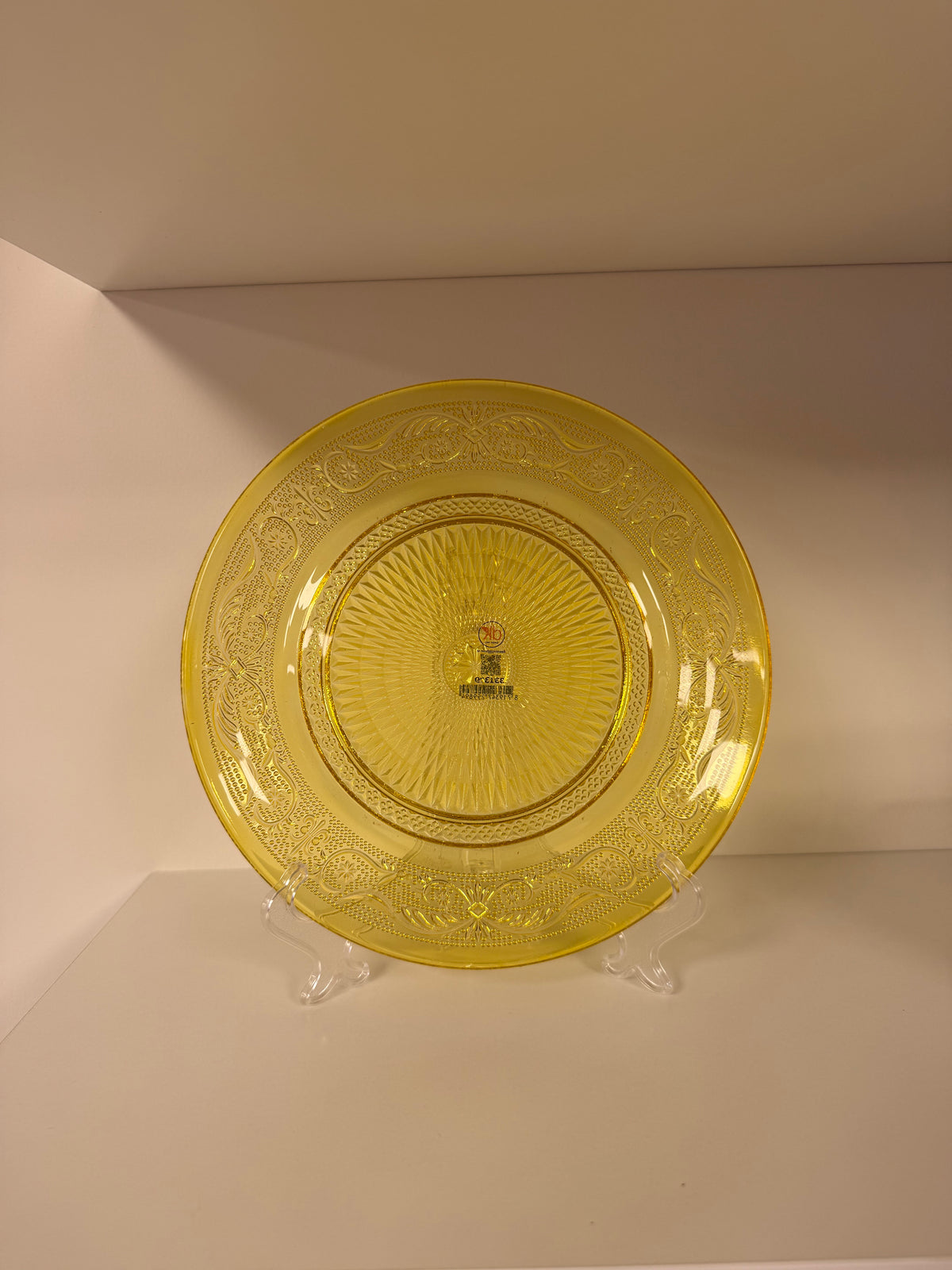 Glazen (sier)bord met vintage look – 20 cm | Oranje of geel