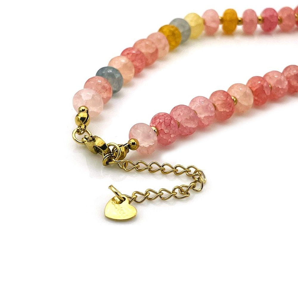 RVS Zeeuwse knop ketting - Glaskralen multicolor | MYKK Jewelry