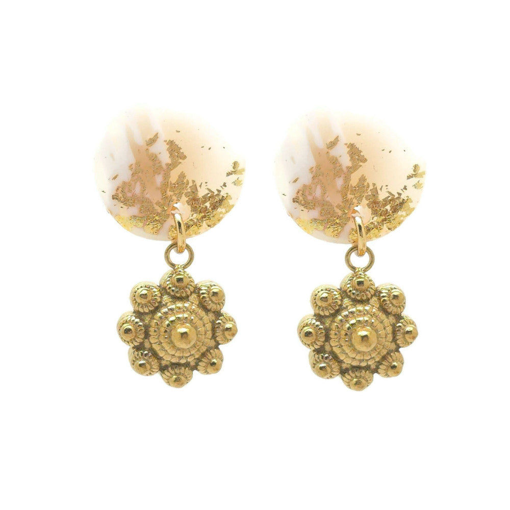 RVS Zeeuwse knop oorstekers - Polymeer goud | MYKK Jewelry