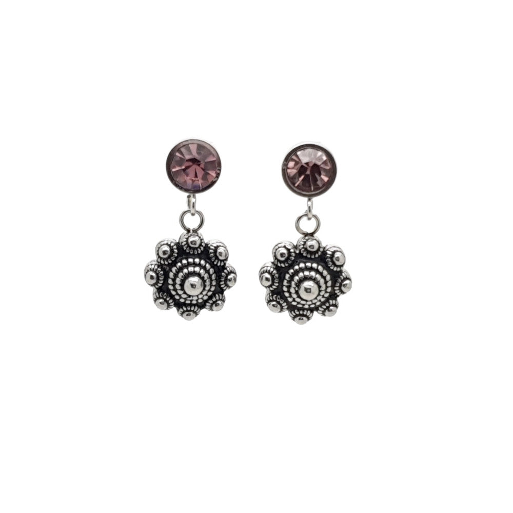 RVS Zeeuwse knop oorbellen - Amethist MYKK Jewelry