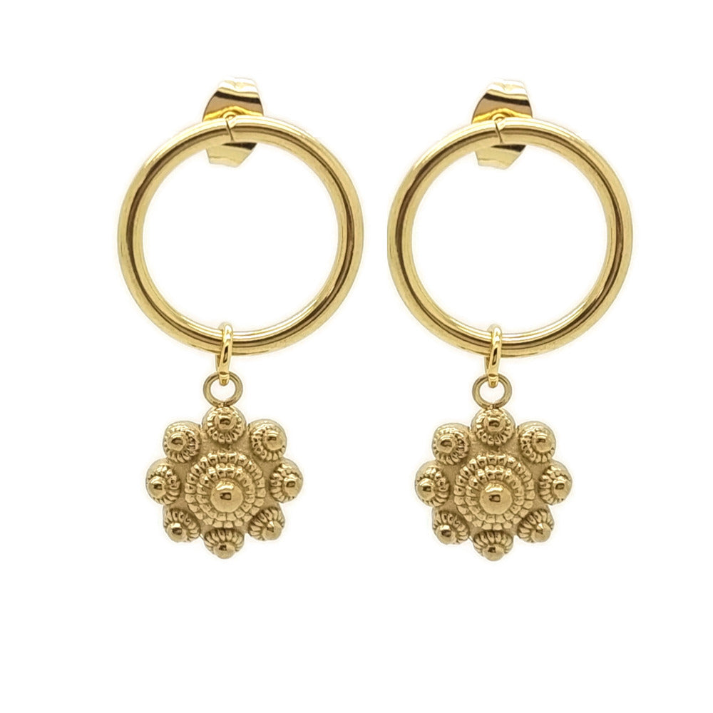 RVS Zeeuwse knop oorbellen goud - Ronde steker MYKK Jewelry