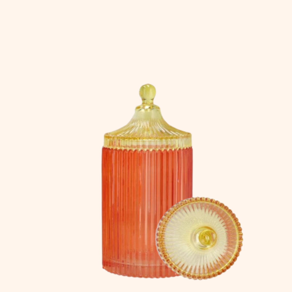 Bicolore Oranje Opbergpot met Deksel