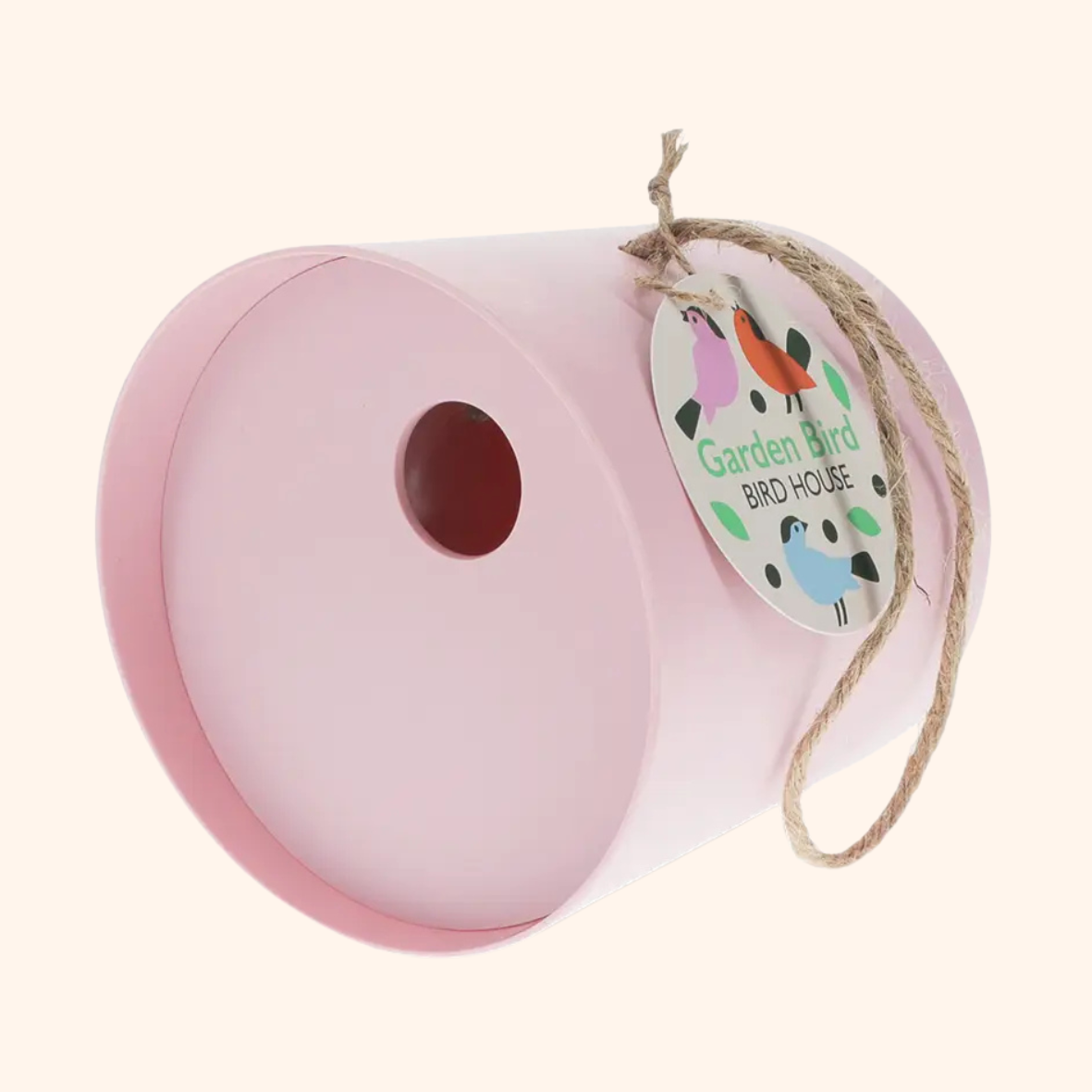 Rond vogelhuisje van bamboevezel - Roze