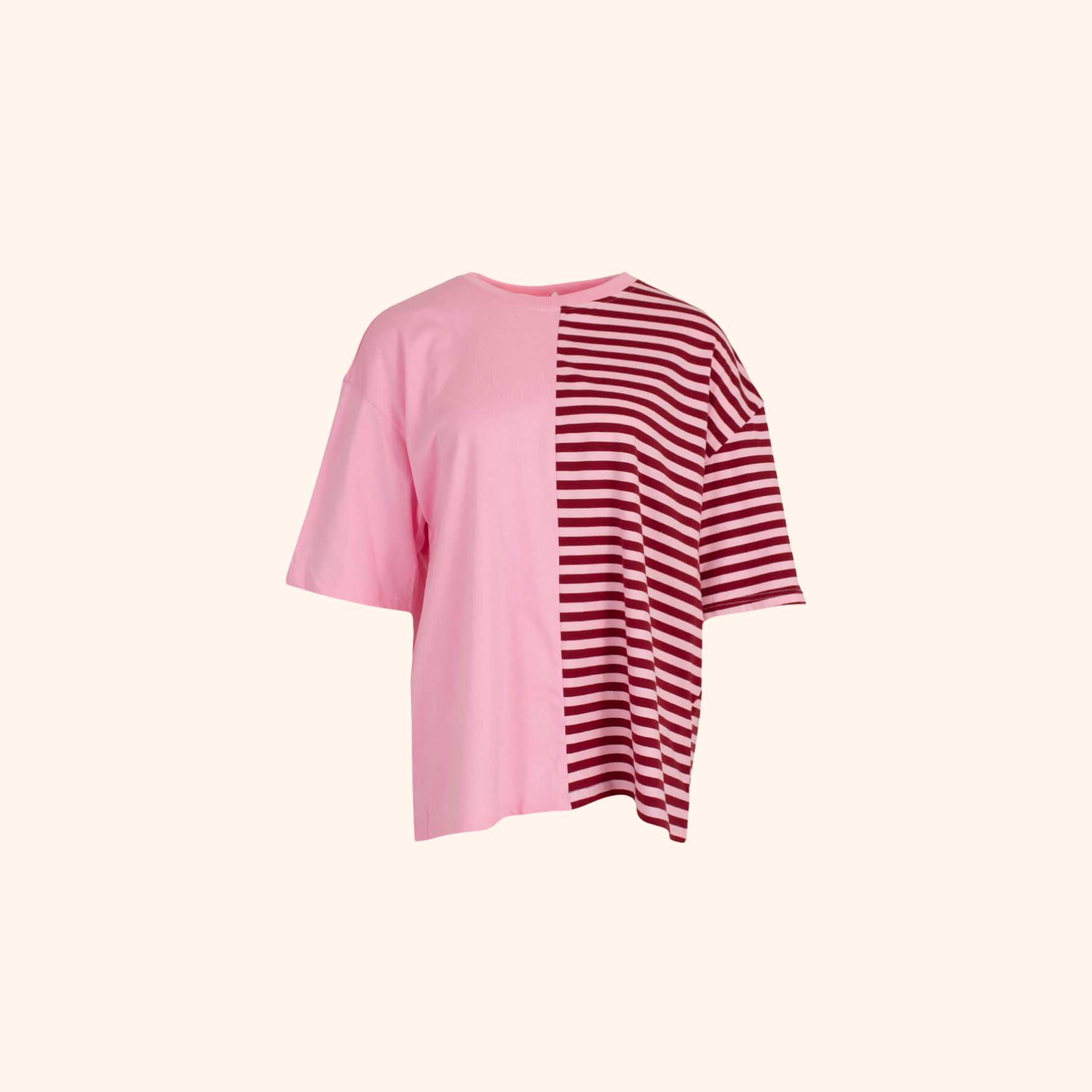 Half & Half T-shirt – Speels design met een comfortabele oversized fit