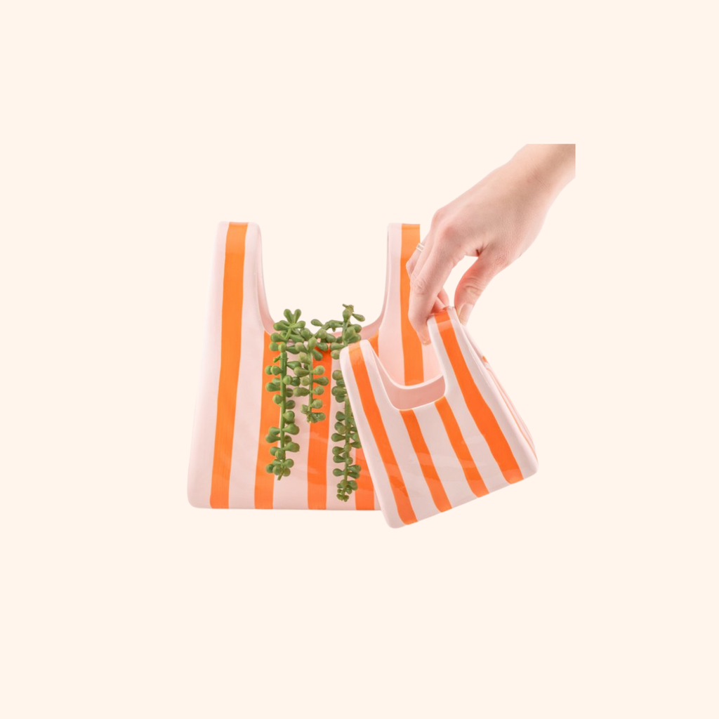 Tas Vaas Roze Oranje Gestreept