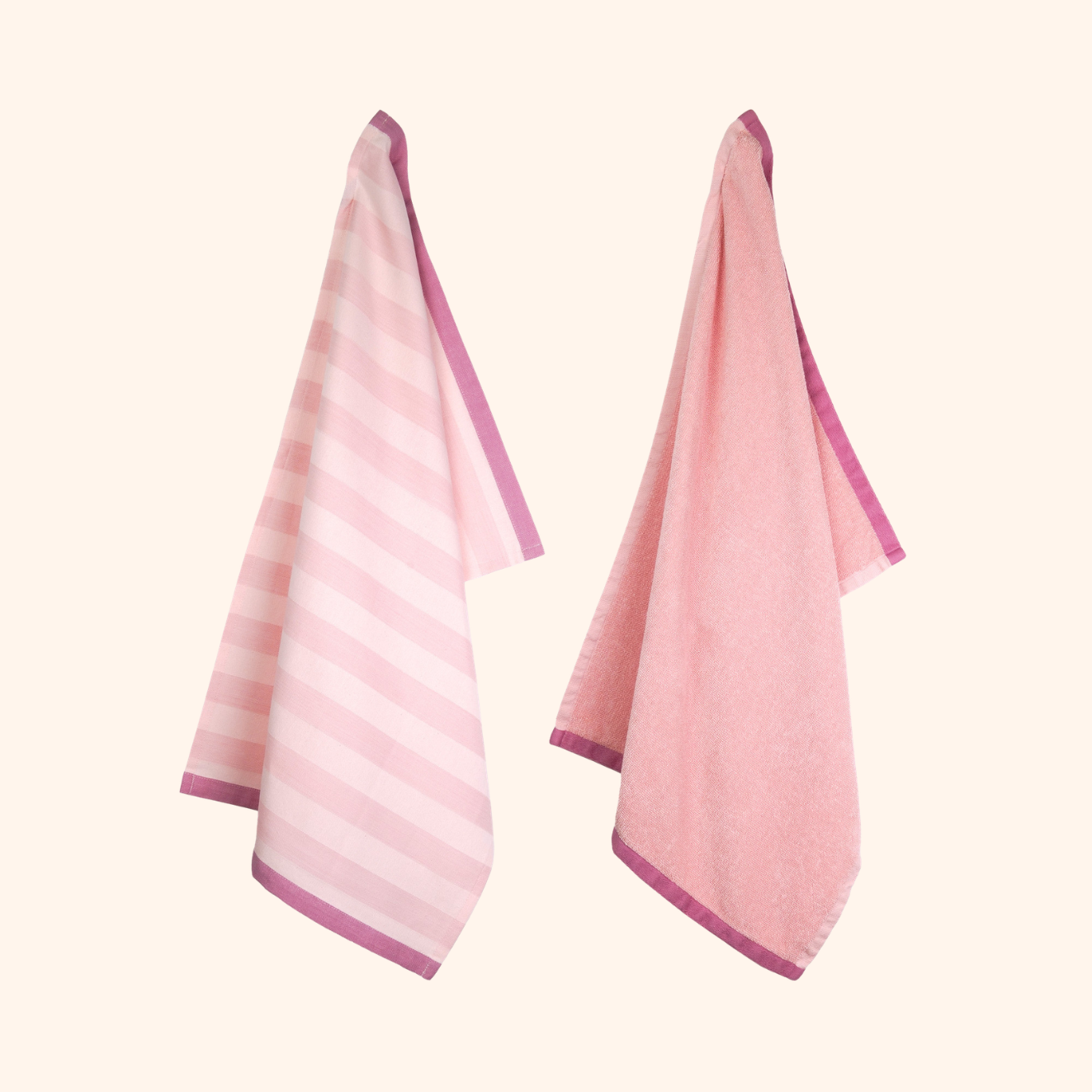 Theedoek & Handdoek Set – Serene Pastel Streep