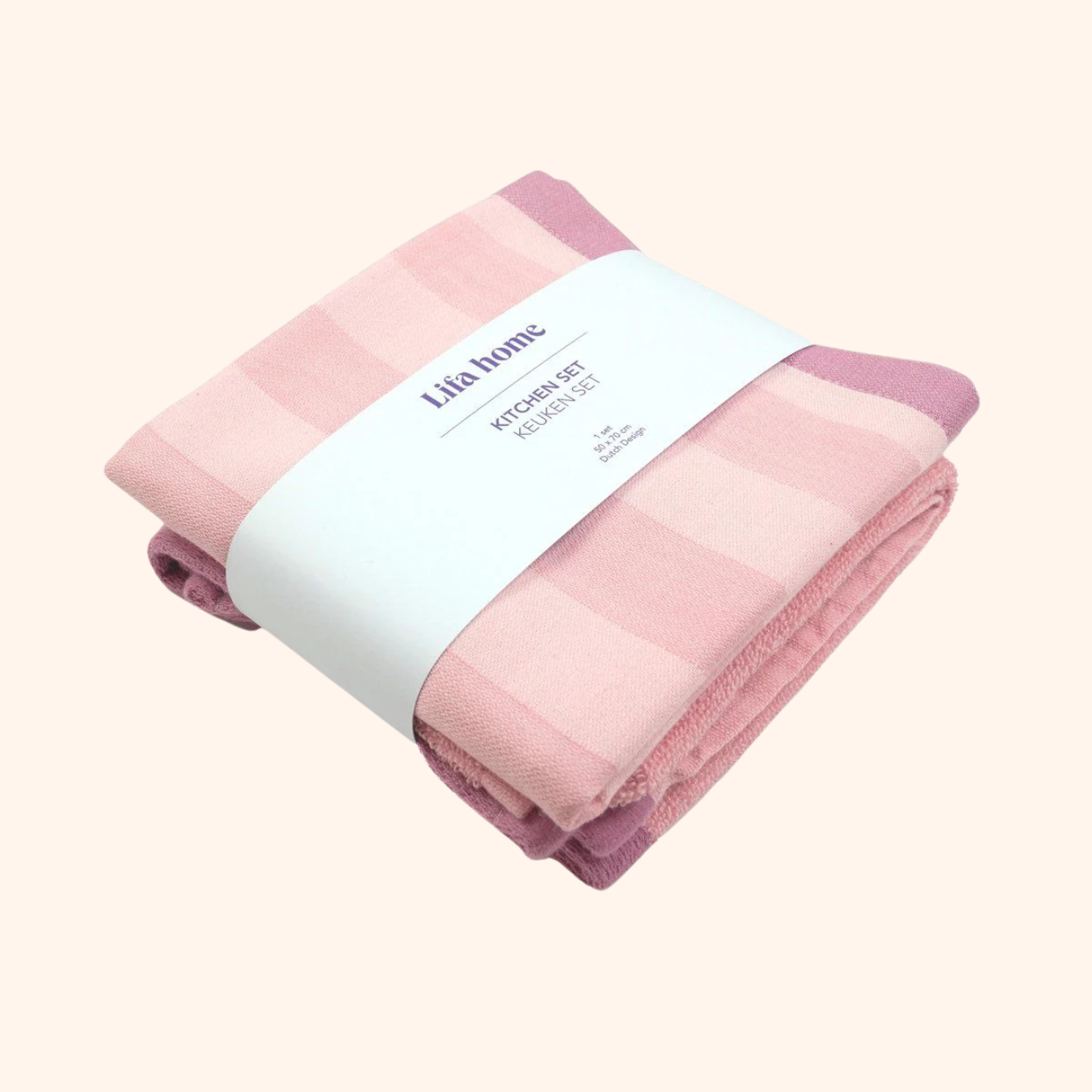 Theedoek & Handdoek Set – Serene Pastel Streep