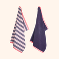 Theedoek & Handdoek Set – Velvet Dusk Streep
