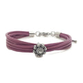 MYKK Jewelry | RVS Zeeuwse knop armband - Paars leer