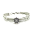 MYKK Jewelry | RVS Zeeuwse knop armband - Mint groen metallic leer