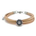 RVS Zeeuwse knop armband - Lichtbruin leer MYKK Jewelry