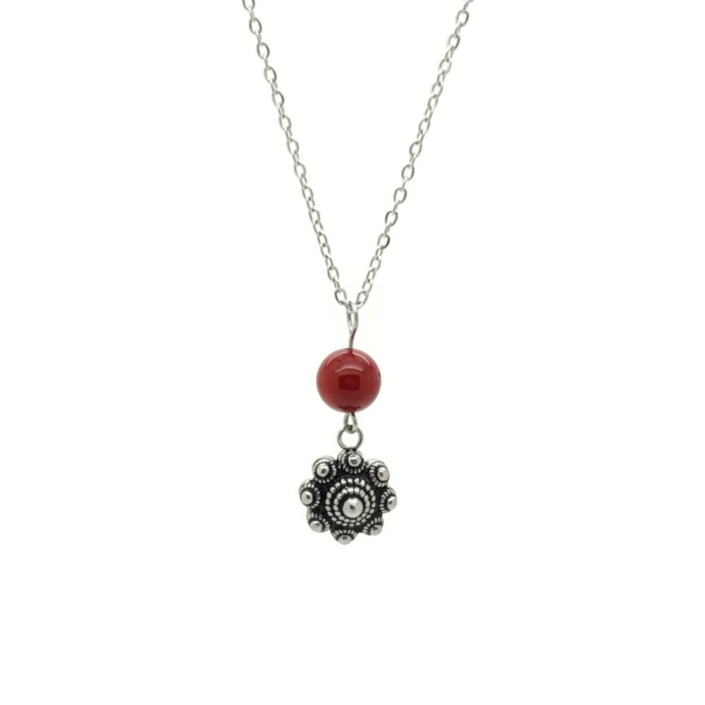MYKK Jewelry | Sieraden RVS Zeeuwse knop ketting - Koraal