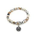 RVS Zeeuwse knop armband - Natuursteen beige zwart MYKK Jewelry
