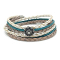 RVS Zeeuwse knop armband dubbel - Parel, turquoise en bruin leer | MYKK Jewelry