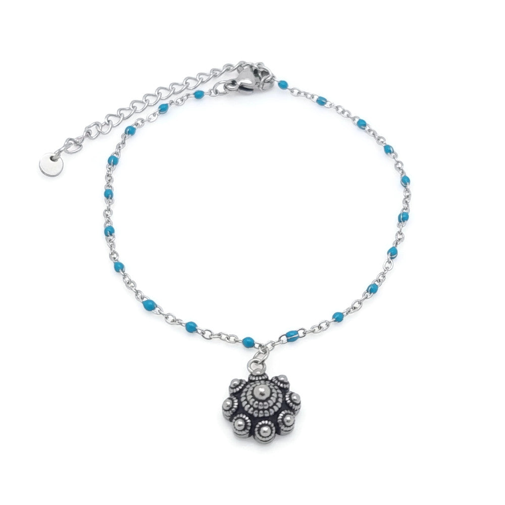 RVS Zeeuwse knop armband - Lichtblauwe accenten MYKK