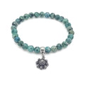 RVS Zeeuwse knop armband - Natuursteen petrol groen