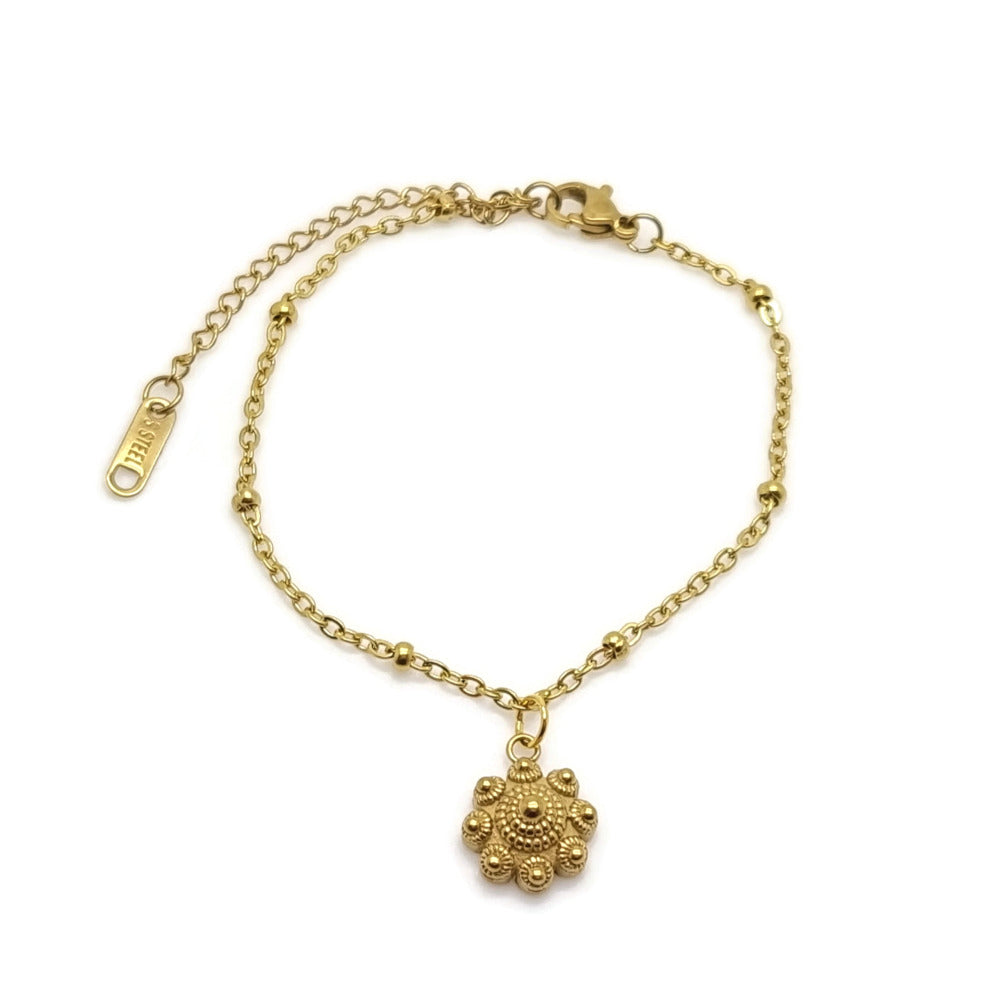RVS Zeeuwse knop armband goud - Bolletje met bedel | MYKK